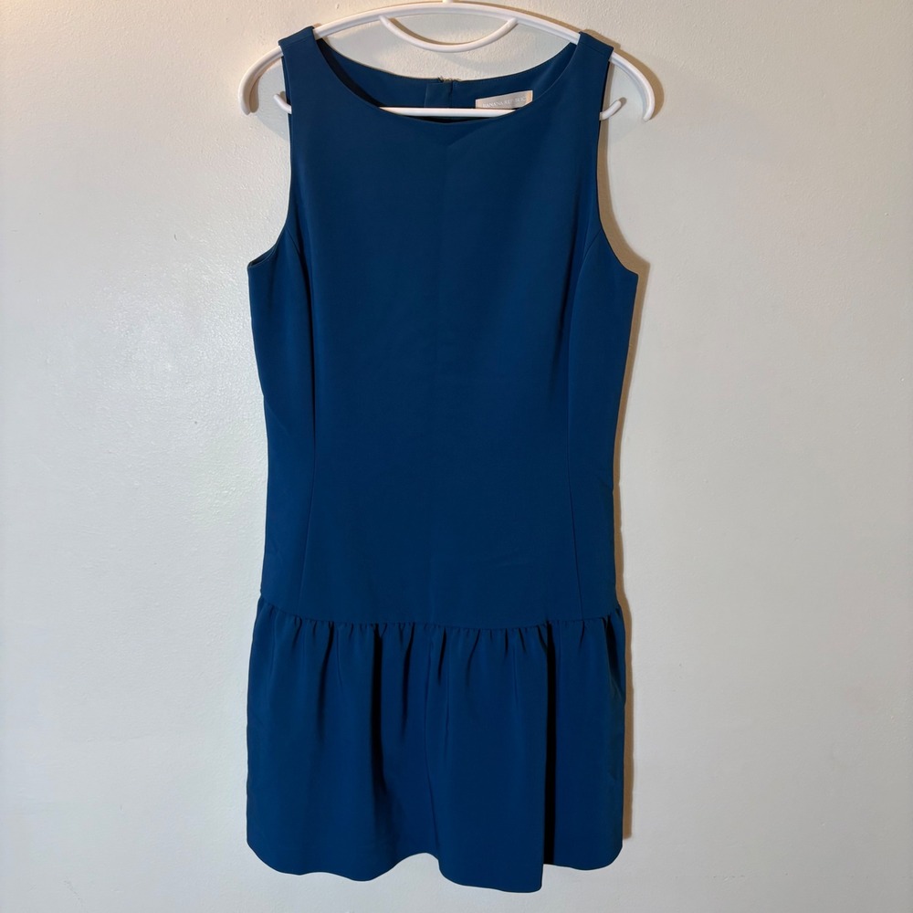 Banana Republic Drop Waist Flounce Dress Size 8 Tulum Turquoise Teal Blue